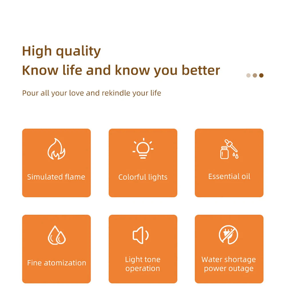Flame Aroma Diffuser — 7 Color Fire Effect Humidifier & Night Light