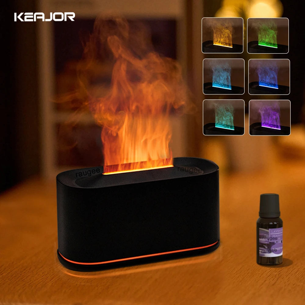 Flame Aroma Diffuser — 7 Color Fire Effect Humidifier & Night Light