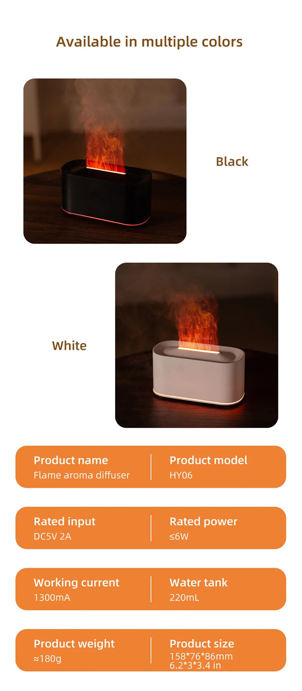 Flame Aroma Diffuser — 7 Color Fire Effect Humidifier & Night Light