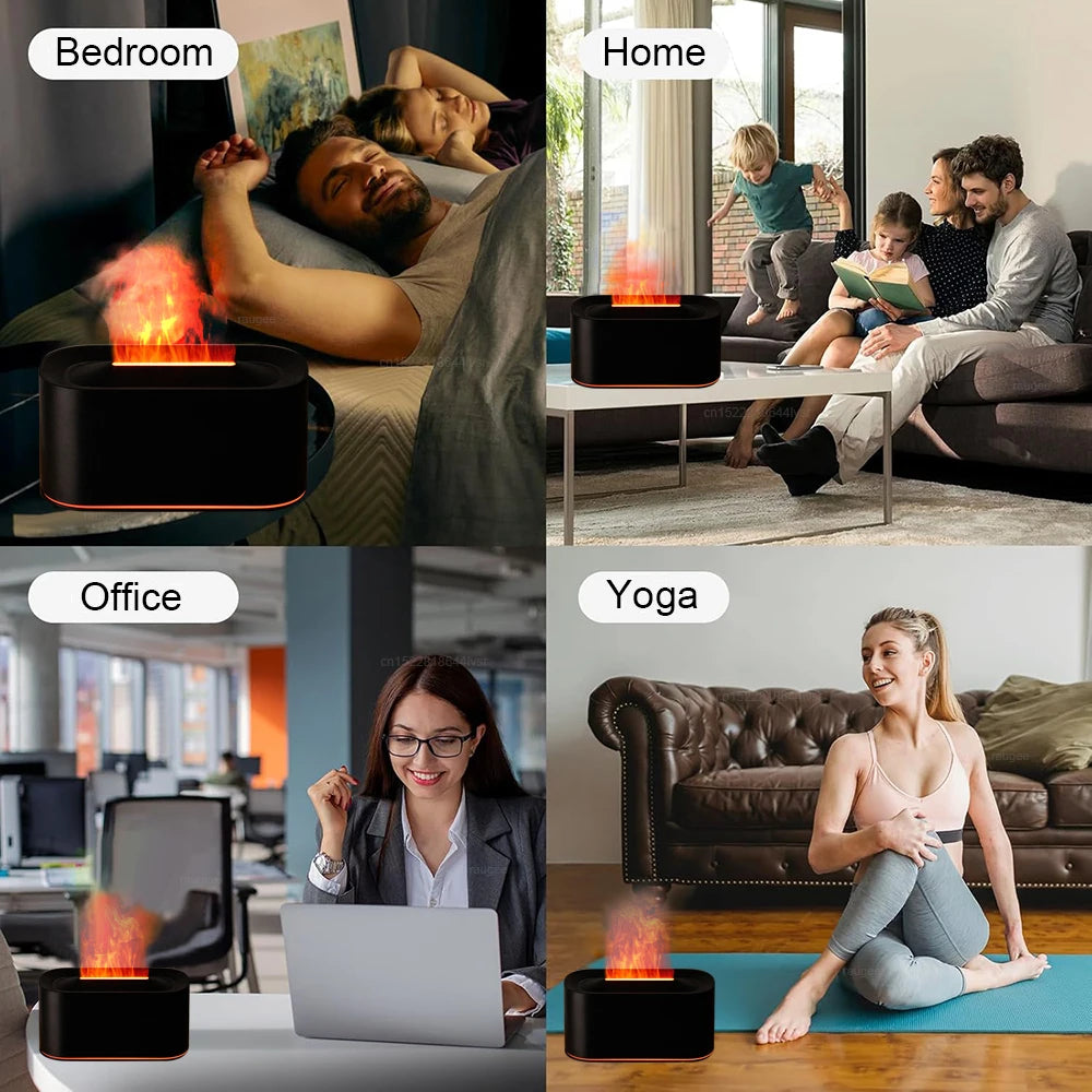 Flame Aroma Diffuser — 7 Color Fire Effect Humidifier & Night Light